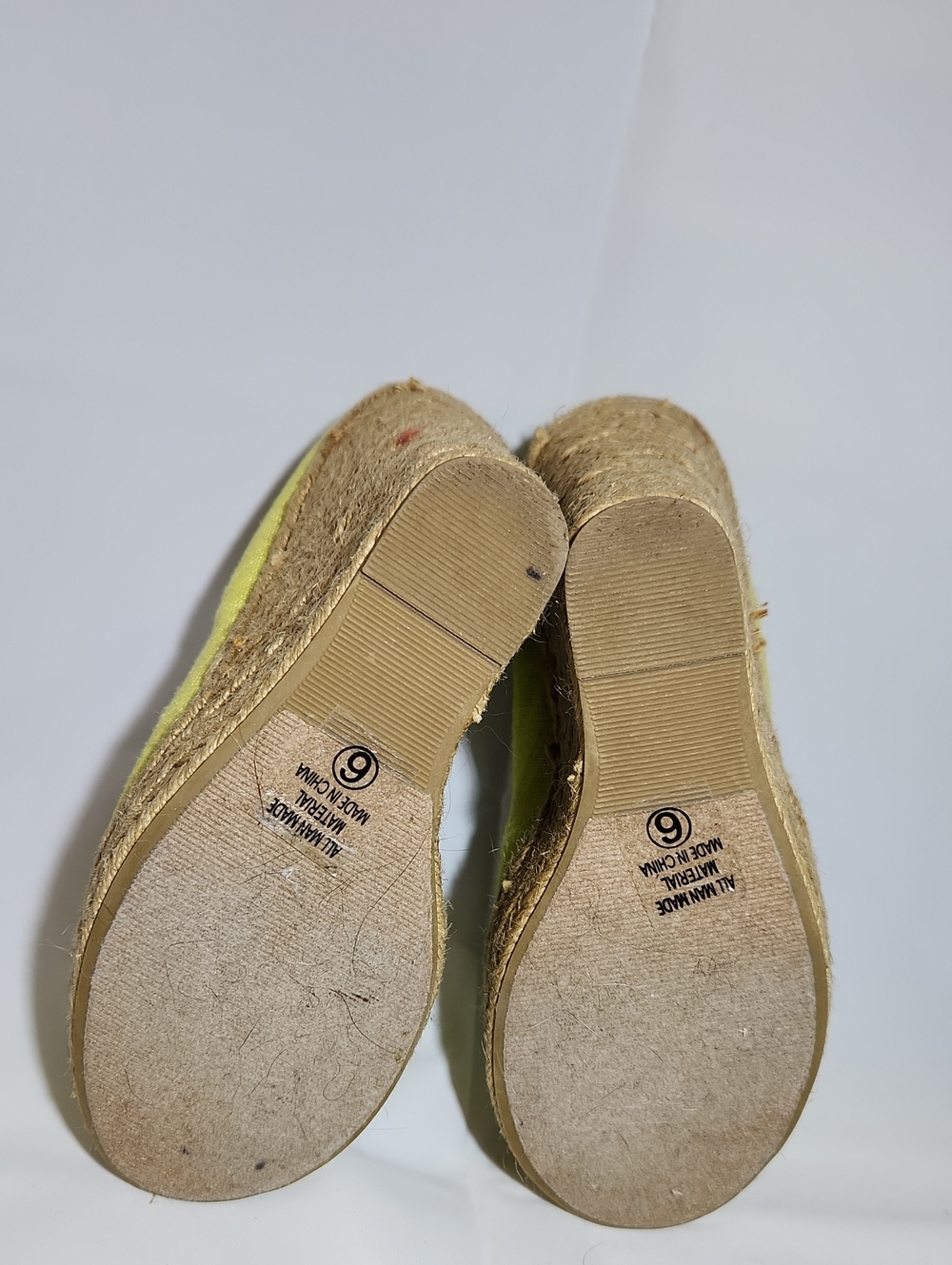 My Delicious Glow Yellow Neon Linen Espadrille Wedges - Size 6 - Picture 7 of 10